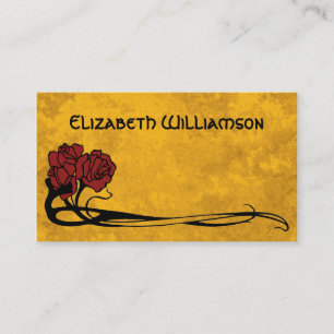 Carte De Visite Art Nouveau Vintage Rétro Chic Rose Fleur Floral