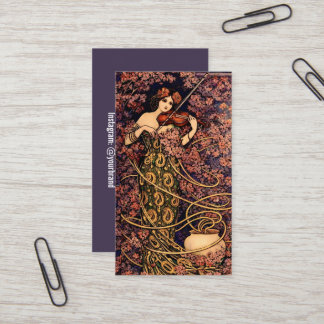 Carte De Visite Art Nouveau Violinist in Blossoms – Vintage Floral