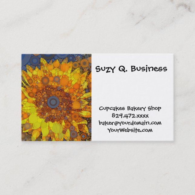 Carte De Visite Art numérique en mosaïque du cercle de tournesol b (Devant)