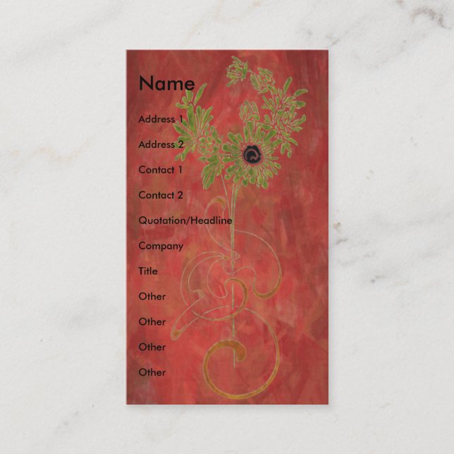 Carte De Visite Art numérique floral (Devant)