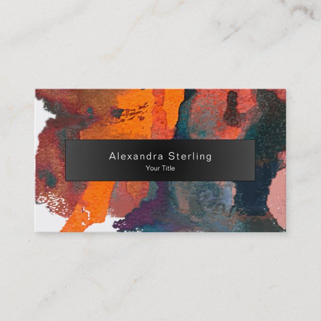 Carte De Visite Art Orange Abstrait Art aquarelle (Devant)