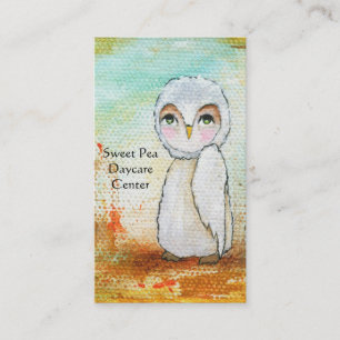 Carte De Visite Art populaire blanc de peinture de hibou de régio