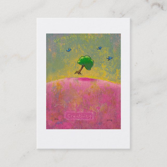 Carte De Visite Art unique d'amusement bleu d'oiseaux d'arbre de (Devant)