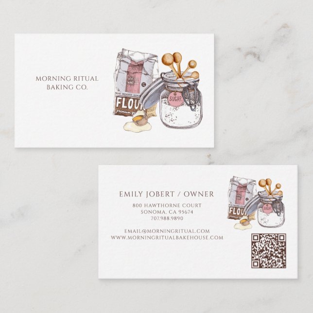 Carte De Visite Artisan Bakery Baker QR Code (Devant / Derrière)