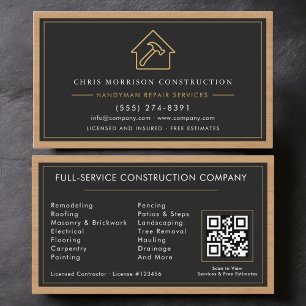 Carte de visite artisan bois QR Code Construction 