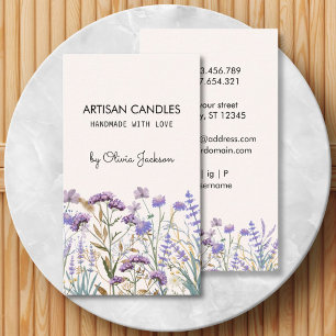 Carte De Visite Artisan Fleur Sauvage Violet Aquarelle