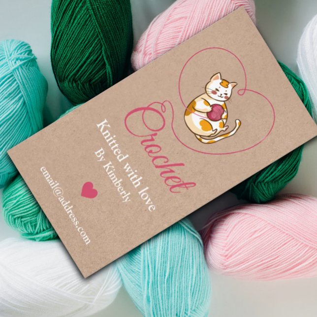 Carte de visite artisanale au crochet de chaton av (Créateur téléchargé)