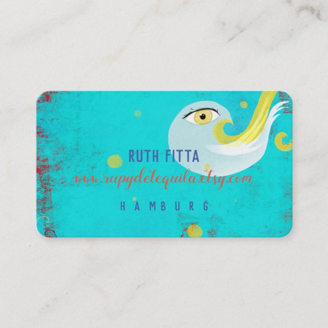 Carte de visite artisanale en détresse oiseau bleu (Devant)