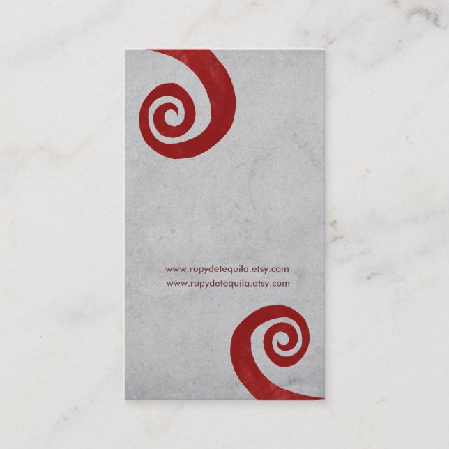 Carte de visite artisanale en spirale rouge en dét (Devant)