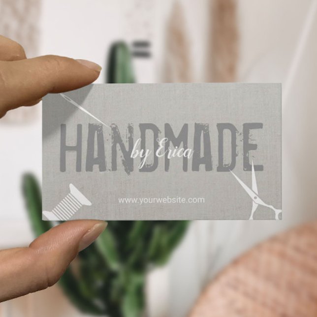 Carte De Visite Artisanat de couture artisanal Élégant lin d'argen (Créateur téléchargé)