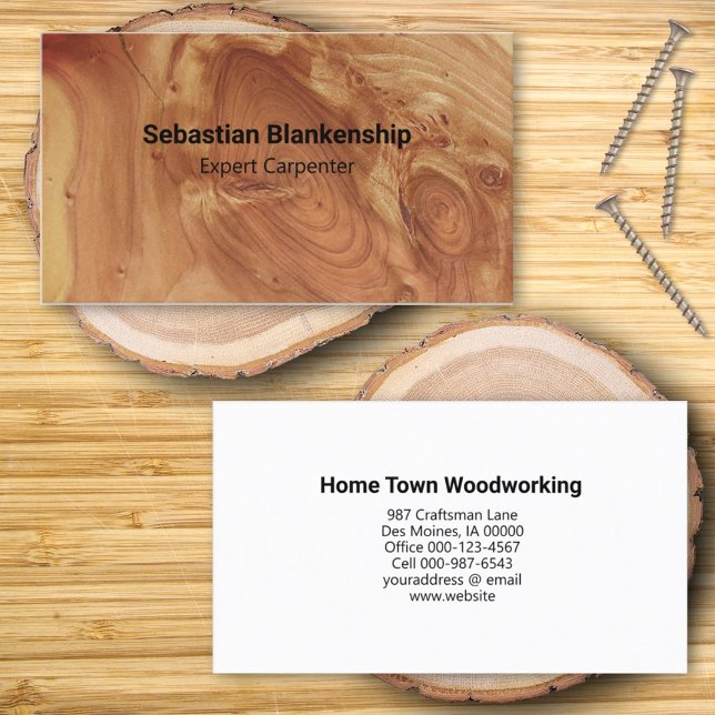 Carte De Visite Artisanat du bois Finition de la texture bois (business card front and back)