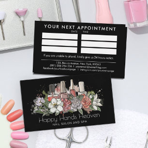 Carte De Visite Artiste à ongles - illustration d'art à ligne flor