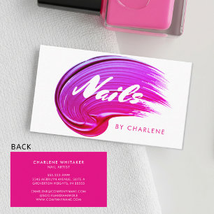 Carte De Visite Artiste à ongles Typographie moderne Pink Polonais