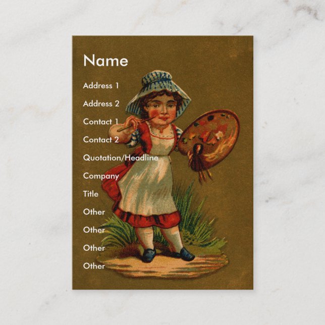Carte De Visite Artiste avec le pinceau et la palette (Devant)