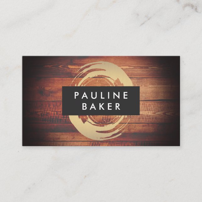 Carte De Visite Artiste Brush Stroke Bois rustique (Devant)