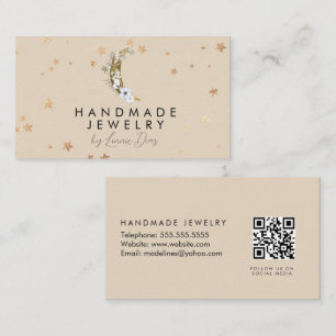 Carte De Visite Artiste de bijoux artisanaux en faux or Moon Star