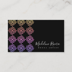 Carte De Visite Artiste de Henna Mandala Néon Macramé Yoga