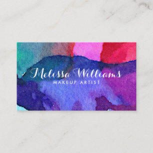 Carte De Visite Artiste de Maquillage Abstrait Multi-Couleurs Aqua