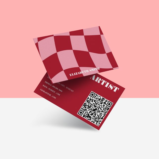 Carte De Visite Artiste de maquillage Abstrait rose et rouge Super (Créateur téléchargé)