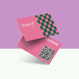 Carte De Visite Artiste de Maquillage Abstrait Rose & Vert Rétro G
