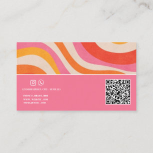 Carte De Visite Artiste de maquillage Code QR funky coloré Rétro G
