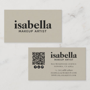 Carte De Visite Artiste de Maquillage Code QR Minimaliste Moderne