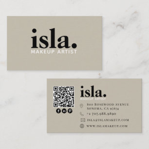 Carte De Visite Artiste de Maquillage Code QR Minimaliste Moderne