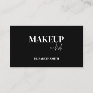 Carte De Visite Artiste de maquillage code QR noir et blanc élégan