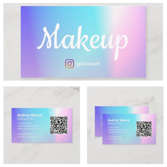 Carte De Visite Artiste de Maquillage Code QR Tendance (QR Code Trendy Makeup Artist Business Card
)