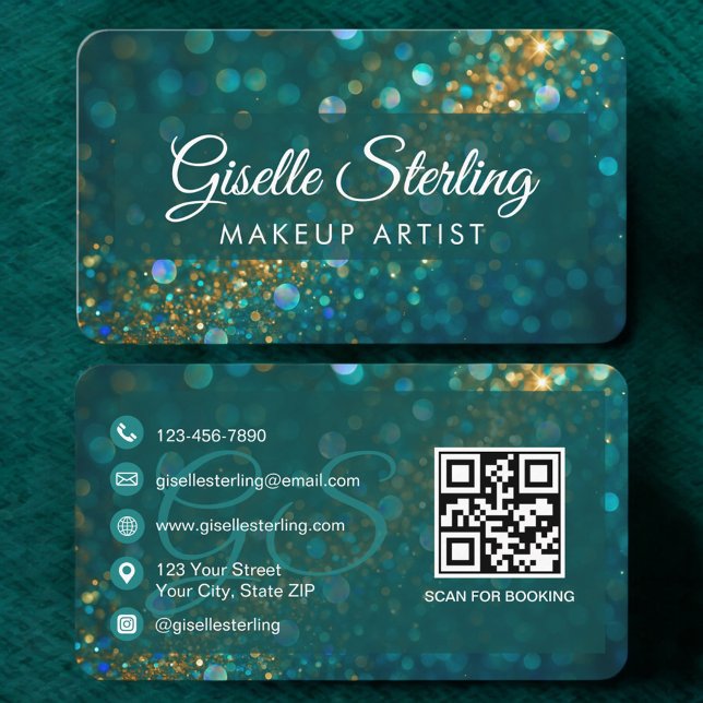 Carte De Visite Artiste de Maquillage Code QR Vert (Créateur téléchargé)