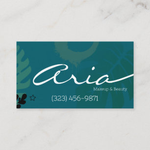 Carte De Visite Artiste de maquillage de calligraphie Turquoise tr