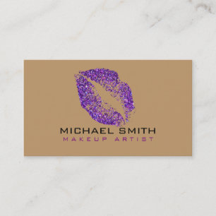 Carte De Visite Artiste de maquillage de Parties scintillant viole