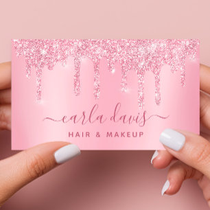 Carte De Visite Artiste de Maquillage du Salon de Cils Pink Drips 