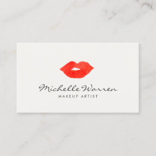 Carte De Visite Artiste de maquillage en aquarelle Gras Lèvres rou