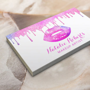 Carte De Visite Artiste de maquillage Girly Pastel Lèvres roses S