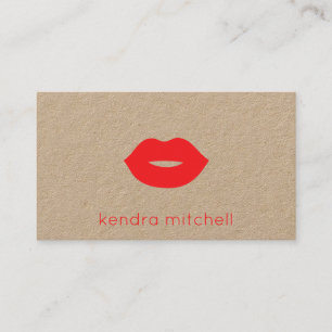 Carte De Visite Artiste de Maquillage Kraft Logo Lèvres Rouges Min