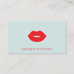 Carte De Visite Artiste de Maquillage Logo Minimaliste Rouge Lèvre