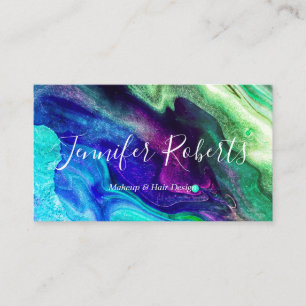 Carte De Visite Artiste de maquillage moderne élégant violet vert 