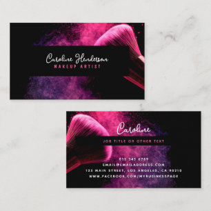 Carte De Visite Artiste de maquillage moderne en poudre rose et br