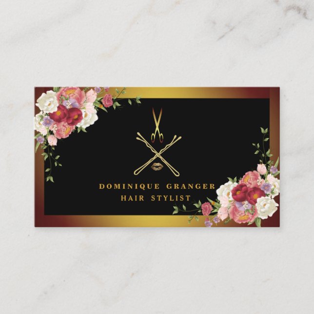 Carte De Visite Artiste de maquillage moderne et cheveux élégant (Devant)