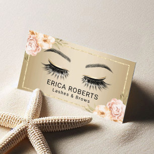 Carte De Visite Artiste de maquillage moderne Floral Gold Salon