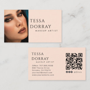 Carte De Visite Artiste de Maquillage Moderne Photo QR Code Réseau