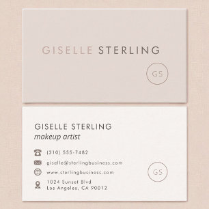 Carte De Visite Artiste de maquillage moderne rose pâle minimalist