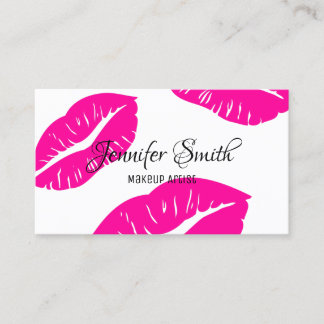 Carte De Visite Artiste de Maquillage Motif Lèvres Rose Chaud