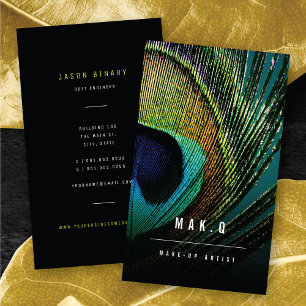 Carte De Visite Artiste de Maquillage Photo de Style Chic Paon Plu