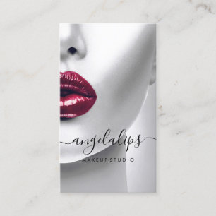 Carte De Visite Artiste de Maquillage Photo lèvres rouges bordeaux