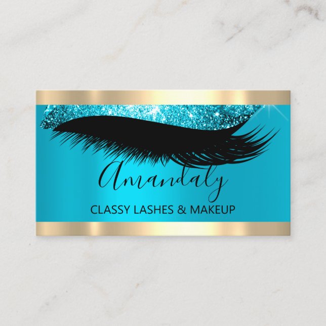 Carte De Visite Artiste de maquillage professionnel Eyelash bleu u (Devant)