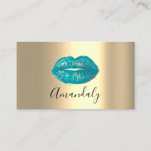 Carte De Visite Artiste de maquillage professionnel Kiss Lips Blue