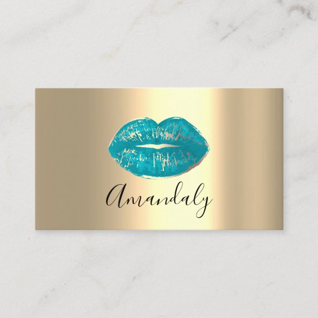 Carte De Visite Artiste de maquillage professionnel Kiss Lips Blue (Devant)