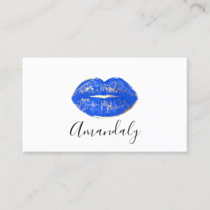 Carte De Visite Artiste de maquillage professionnel Lips Blue Gold
